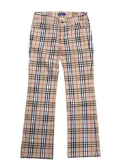 バーバリー ブルーレーベル ノバチェックフレアパンツ サイズ36 ベージュ FQ516-205-42 BURBERRY BLUE LABEL レディース 中古品 (143)