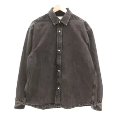 ザラ ZARA ORIGINS デニム シャツジャケット M 黒 ブラック ウォッシュ加工 長袖 /UO