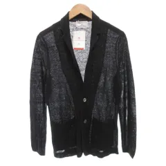 グリーンレーベルリラクシング ユナイテッドアローズ green label relaxing タグ付き LINIFICIO KC LINEN NOTCH カーディガン ニット M 麻 リネン 黒 ブラック /AE