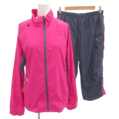 プーマ PUMA セットアップ ウインドブレイカー ランニングウェア ジャケット クロップドパンツ M ピンク 紺 ネイビー /FF