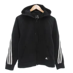 アディダス adidas パーカー フーディ S ジップアップ ライン 黒 ブラック /AE