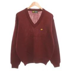 ゴールデンベア GOLDEN BEAR ニット セーター 長袖 M Vネック ロゴ 赤 レッド /AE