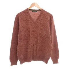 ゴールデンベア GOLDEN BEAR ニット セーター 長袖 M Vネック ロゴ 茶 ブラウン /AE