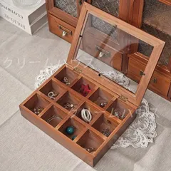 新しい未使用 木製 ジュエリーボックス アクセサリーケース 収納ボックス ウッド ヴィンテージ 収納 アクセサリーボックス 小物入れ 仕切り