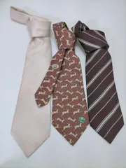 まとめ売り ネクタイ 3本セット ダンヒル 総柄　赤系　250421-3Y