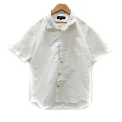 コムサイズム COMME CA ISM オープンカラーシャツ 半袖 ストライプ柄 L ホワイト 白 /SY43