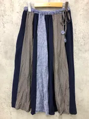 nop de nod ノップドゥノッド 7039-085 パッチワーク フレア スカート sizeM/紺 ■■ レディース
