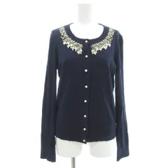 ケイトスペード KATE SPADE カーディガン S ネイビー 紺 フェイクパール スパンコール ビジュー装飾 /UO