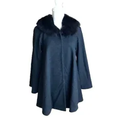 【used】KUMIKYOKU アンゴラ混ウールコート レディース 2 チャコールグレー ラビットファー 2WAY