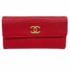 【6ad3627】シャネル 長財布 マトラッセ キャビアスキン ルビーピンク ゴールド金具【中古】レディース