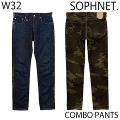 【USED／32インチ】SOPHNET. セルビッチデニム／カモフラコーデュロイ コンボパンツ