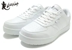 ラーキンス L-6075 LARKINS メンズスニーカー コートスニーカー スクールスニーカー 防水スニーカー 紐靴 ひも靴 3E相当 防滑 洗えるインソール 洗える中敷き 雨の日 通学 滑りにくい 晴雨兼用 紳士 靴 ホワイト 白のサムネイル