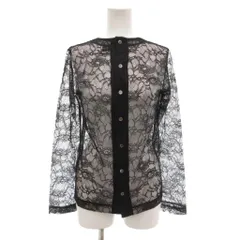 ミヤオ MIYAO 美品 シャツ ブラウス 長袖 S チュール シースルー レース 黒 ブラック /AE