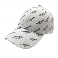 【美品】ジェイリンドバーグ キャップ 白×黒 ロゴ総柄  ONE SIZE   ゴルフウェア J．LINDEBERG