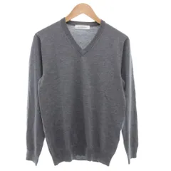 グリーンレーベルリラクシング ユナイテッドアローズ green label relaxing 美品 ベーシックハイゲージVネックニット セーター M 長袖 Vネック ウール グレー 3113-105-0125 /AE