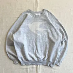 00s　archive　FRUIT OF THE LOOM　FOTL　燕　ツバメ　鳥グラフィック　胸元プリント　ラグランスリーブ　短丈スウェット　トレーナー　霜降りライトグレー　灰色　M　一点物　swallow print raglan sweat shirt