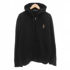 ポロ ラルフローレン POLO RALPH LAUREN パーカー フーディ XL ジップアップ 長袖 ポロベア 裏起毛 黒 ブラック /AE ☆AA★