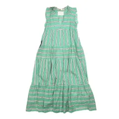 美品 17SS MYLAN マイラン リゾート ワンピース マルチストライプ ロング ノースリーブ シルク混 MY17SS-OP009 グリーン F レディース 古着 中古 USED