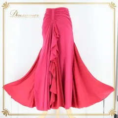 社交ダンス 衣装 スカート ピンク系 チャコット Chacott レッスン 練習 フリル 透け感 ピンク 濃いピンク マゼンタ 軽い 上品 華やか 鮮やか かわいい おしゃれ シャーリング レッスンウェア 練習着 ふんわり フレア スカート