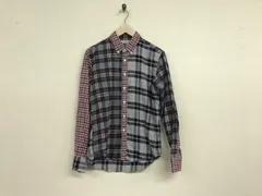 本物エディフィスEDIFICEコットン切り替えデザインチェック柄ネル長袖シャツメンズサーフアメカジミリタリーストリートスケーターワークビジネススーツモードドレスゴルフバイカーロック44S日本製紺ネイビー