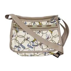 レスポートサック メッセンジャーバッグ A4可　総柄 ベージュ 横35cm ショルダー 難あり