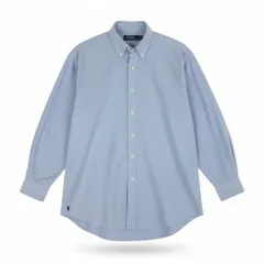 81a23 《美品》 Polo by Ralph Lauren ポロバイラルフローレン THE BIG FIT 長袖シャツ ボタンダウン トップス 裾ポニー 現行 M スカイブルー コットン メンズ 男性用u02t