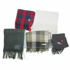 マルベリー Mulberry ジャーナルスタンダード アーバンリサーチ 等 マフラー 5点セット 大判 フリンジ チェック グラデーション ワッペン マルチカラー X