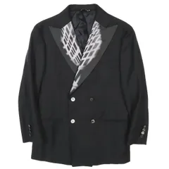 極美品 トネッロ TONELLO ダブルブレスト ジャケット ブレザー ピークドラペル ヴァージンウール 上着 イタリア製 サイズ48 M ブラック 黒 メンズ YBA11