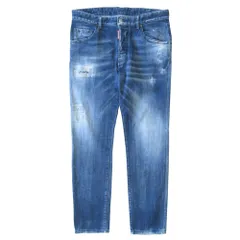 美品 DSQUARED2 ディースクエアード デニム スリム パンツ ストレッチ ダメージ加工 サイズ48 インディゴブルー メンズ 古着 中古 USED