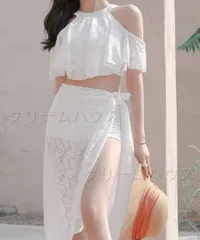 【新品?未使用】セクシー 水着 レディース レース 水着セット パレオ付き 蝶々柄 タンキニ 3点セット 大人可愛い スイムウェア 体型カバー 