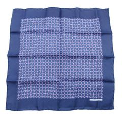 美品 HERMES エルメス カレ45 プチカレ ガヴロッシュ スカーフ ホースシュー 総柄 シルクツイル ポケットチーフ ネイビー メンズ レディース 古着 中古 USED