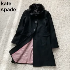 極美品 ケイトスペードニューヨーク kate spade Aラインコート ロングコート ジュエルボタン ビジュー 襟ファー 黒 ブラック レディース S サイズ ウール混 ラメ キラキラ 華やか お呼ばれ パーティー デート 二次会 結婚式 ラグジュアリーのサムネイル