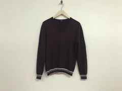 本物ポールスミスPS PaulSmithウールニットVネック長袖セーターメンズサーフアメカジミリタリーストリートスケーターワークビジネススーツモードドレスゴルフバイカーロックレッドパープル紫L