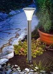 訳アリ特価！GWSOLAR/ソーラー充電式 / 明るさ50 lm/透明ガラス・高質感ステンレスポールライト【 型番：GW-SS127 (1P)】