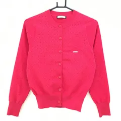 【超美品】マークアンドロナ ニットカーディガン ピンク 透かし編み エンボススカル レディース 38(M) ゴルフウェア MARK＆LONA