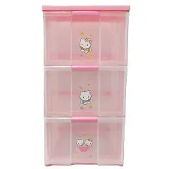 希少 レア 当時物 保管品  Hello Kitty ハローキティ レトロ 衣装ケース 収納ケース 引き出し 3段 チェスト 三段 1999年製 Z001-08-0123③