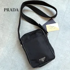美品 PRADA プラダ ナイロンショルダーバック トライアングルロゴ レザー V405 三角ロゴプレート メンズ レディース ML01