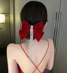 ヘアアクセサリー バレッタ?大きいリボン?キラキラ クリスマスドレス 高級感 夜用 結婚式 発表会 入学式 卒業式 卒園式 演出パーティー 成