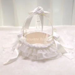【新品?未使用】かご ウェディング 花かご ホワイト 白 レース 子供 結婚式 フラワーガール リングボーイ 花びら入れ 指輪用 リングピロー 