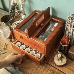 裁縫箱 脚付きソーイングボックス 木製 手芸 レトロ ビンテージ レトロ ヴィンテージ 脚付き ソーイングボックス 裁縫箱 - メルカリ
