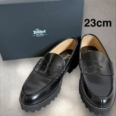 【未使用級】ケンフォードファインシューズ　23cm タンクソールローファー　コインローファー　ブラック　黒　白ステッチ　フォーマル　本革　日本製