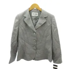 ジュンアシダ jun ashida タグ付き テーラードジャケット 背抜き シングル カシミヤ リネン シルク 7 グレー 0118 IBO87