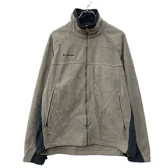 Colombia フリースジャケット L ベージュ グレー コロンビア ジップアップ ワンポイント刺繍 アウトドア フリース 秋物 a801-5989