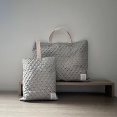 レッスンバッグ&上履き袋  グレー   花柄