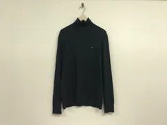 本物トミーヒルフィガーTOMMYHILFIGERタートルネックニット長袖セーターメンズサーフアメカジミリタリーストリートスケーターワークビジネススーツモードドレスゴルフバイカーロック黒ブラックXL