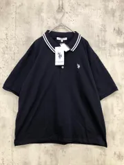 新品 U.S.POLO ASSN ユーエスポロアッスン ラインリブ ロゴ刺繍 ポロシャツ sizeM/ネイビー×ホワイト ■■ メンズ