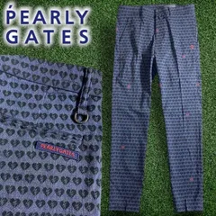 PEARLY GATES パーリーゲイツ ゴルフ ドライタッチ コットン混 ジャガード ブレイクハート柄 総柄 ストレッチ ロングパンツ ゴルフウェア 053-2131305 定価3.3万 ネイビー ブラック ▲036▼50217w02