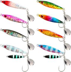 RENASYS メタルジグ ブレードジグ 8個セット 釣りルアー 金属鉄板 回転スプーン 夜光 疑似餌 (ミックス,  10g)