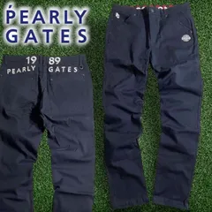 PEARLY GATES パーリーゲイツ ゴルフ コットンツイル ロゴ刺繍 無地 ハイパワーストレッチ ロングパンツ ゴルフウェア 053-2231091 定価2.6万 ネイビーブラック▲029▼50908w06