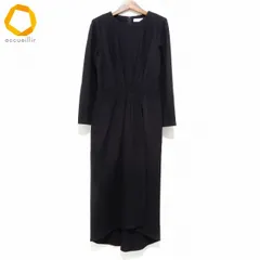 #wnc アドーア ADORE ワンピース 36 黒 長袖 バックジップ ラップスカート風 ロング レディース [645887]